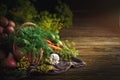 Summer still life of ripe vegetables and dill. Royalty Free Stock Photo