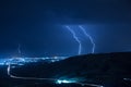 Summer storm bringing thunder, lightnings and rain. Royalty Free Stock Photo