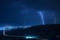 Summer storm bringing thunder, lightnings and rain. Royalty Free Stock Photo