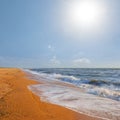 Summer stormy sandy sea beach