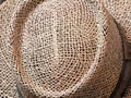 Summer Straw Hat in an extreme closeup Royalty Free Stock Photo