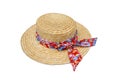 Summer straw hat isolated on white Royalty Free Stock Photo