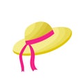 Summer straw hat with ribbon