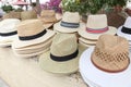 Summer straw hats for men Royalty Free Stock Photo