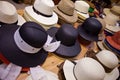 Summer straw hats on slae Royalty Free Stock Photo