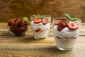 Summer strawberries cream cheese dessert Royalty Free Stock Photo