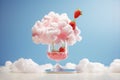 Summer strawberry cocktail with cotton candy clouds
