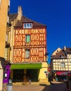 Summer streets of Chalon-sur-Saone, view of half-timbered buildings Royalty Free Stock Photo