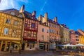 Summer streets of Chalon-sur-Saone, view of half-timbered buildings Royalty Free Stock Photo