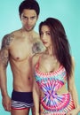Summer style - young couple wearing a swimsuit