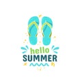 Summer summertime themed illustration typographic design on a white background.