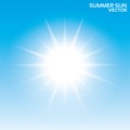 Summer sun background. Vector illustration. Sky.