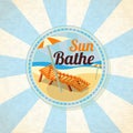 Summer sun bathe on the shore retro background