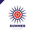 Summer sun with dot logo. Creative circel or dots star logotype