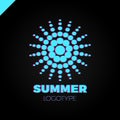 Summer sun with dot logo. Creative circel or dots star logotype Royalty Free Stock Photo