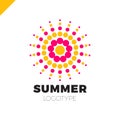 Summer sun with dot logo. Creative circel or dots star logotype