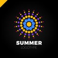 Summer sun with dot logo. Creative circel or dots star logotype