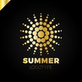 Summer sun with dot logo. Creative circel or dots star logotype