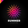 Summer sun with dot logo. Creative circel or dots star logotype