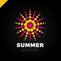 Summer sun with dot logo. Creative circel or dots star logotype Royalty Free Stock Photo