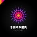 Summer sun with dot logo. Creative circel or dots star logotype Royalty Free Stock Photo