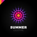 Summer sun with dot logo. Creative circel or dots star logotype