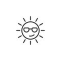 Summer Sun Face with sunglasses outline icon Royalty Free Stock Photo