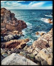 Summer Sun over Brittany& x27;s Rocky Coastline - Plougrescant Seascape Royalty Free Stock Photo
