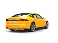 Summer sun yellow electric sports car - rear view Royalty Free Stock Photo