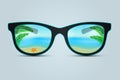 Summer sunglasses with beach reflection Royalty Free Stock Photo