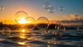 Summer sunlight and soap bubbles. Royalty Free Stock Photo