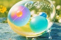 Summer sunlight and soap bubbles Royalty Free Stock Photo