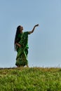 summer, sunny day, joyful indian woman
