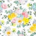 Summer sunny floral seamless vector pattern.