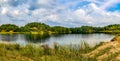 Summer. Sunny. A forest lake among a pine forest Royalty Free Stock Photo