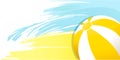Summer sunny yellow background with beach ball Royalty Free Stock Photo