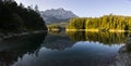 Summer sunrise in Eibsee, Bavaria, South Germany. Europe Royalty Free Stock Photo