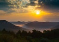 Summer sunrise over mountain valley Royalty Free Stock Photo