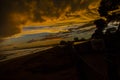 Summer sunrise in Platja Llarga beach, Tarragona, Spain