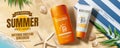 Summer sunscreen cream banner ads