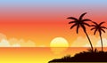 Summer sunset beach. Beach vector.Tropical beach.