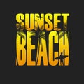 Summer Sunset beach typography, tee shirt graphic, slogan, printed design. t-shirt printing