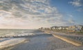 Sunset over Tywyn Beach in Wales Royalty Free Stock Photo