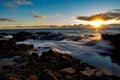 Summer Sunset falling on the Oregon Coast at Thor`s Well Royalty Free Stock Photo