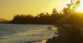 Summer sunset on the horizon across California ocean Beach