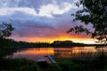 Summer sunset at a lake in Finland