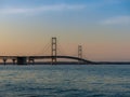 Summer sunset on the Mackinac bridge - Michigan Royalty Free Stock Photo