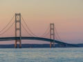 Summer sunset on the Mackinac bridge - Michigan Royalty Free Stock Photo