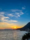 Summer Sunset over the beach, Makarska, Croatia Royalty Free Stock Photo