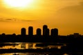 Summer Sunset Over Bucharest City Skyline Royalty Free Stock Photo